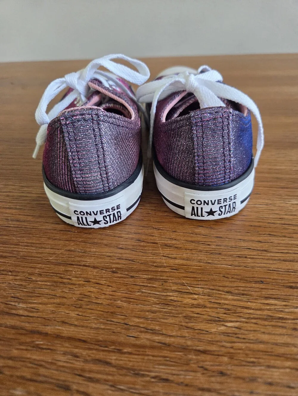 Converse Big Girls Sparkle Shimmer Sneaker In Pink Purple Silver Size Junior 3